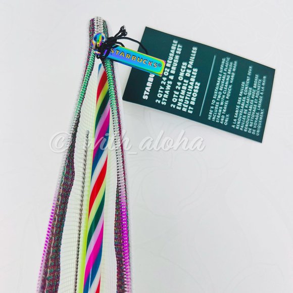 🌹SALE🌹NEW Starbucks 2 Reusable 24oz Straws & Brush SET - Picture 3 of 10